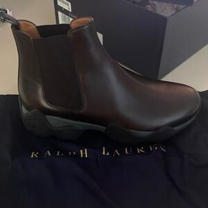 Ralph Lauren Men's Dark Brown Leather Ankle Boots